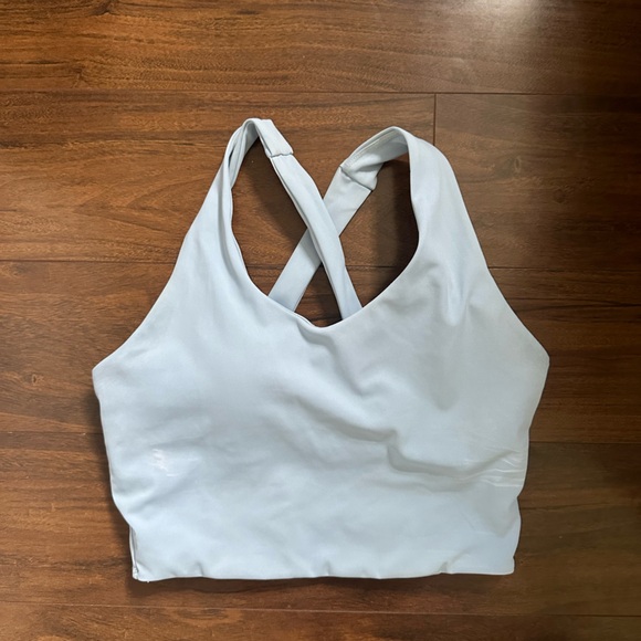 Tops - Cross-back baby blue workout tank top